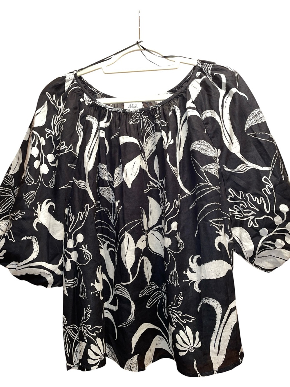 A.N.A Womens Plus 2X Round Neck Short Sleeve Blouse